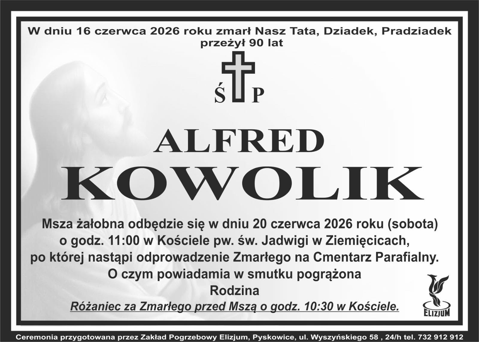 Nekrolog ŚP. Alfred Kowolik