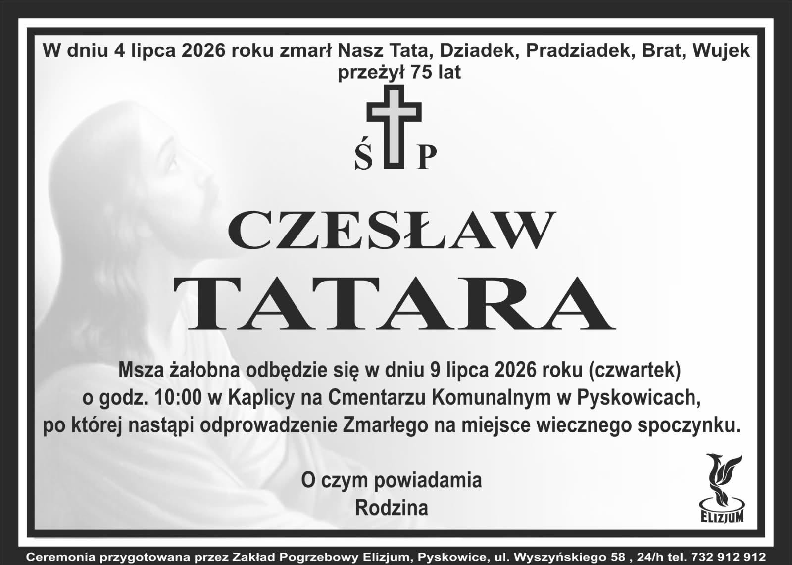 Nekrolog ŚP. Czesław Tatara