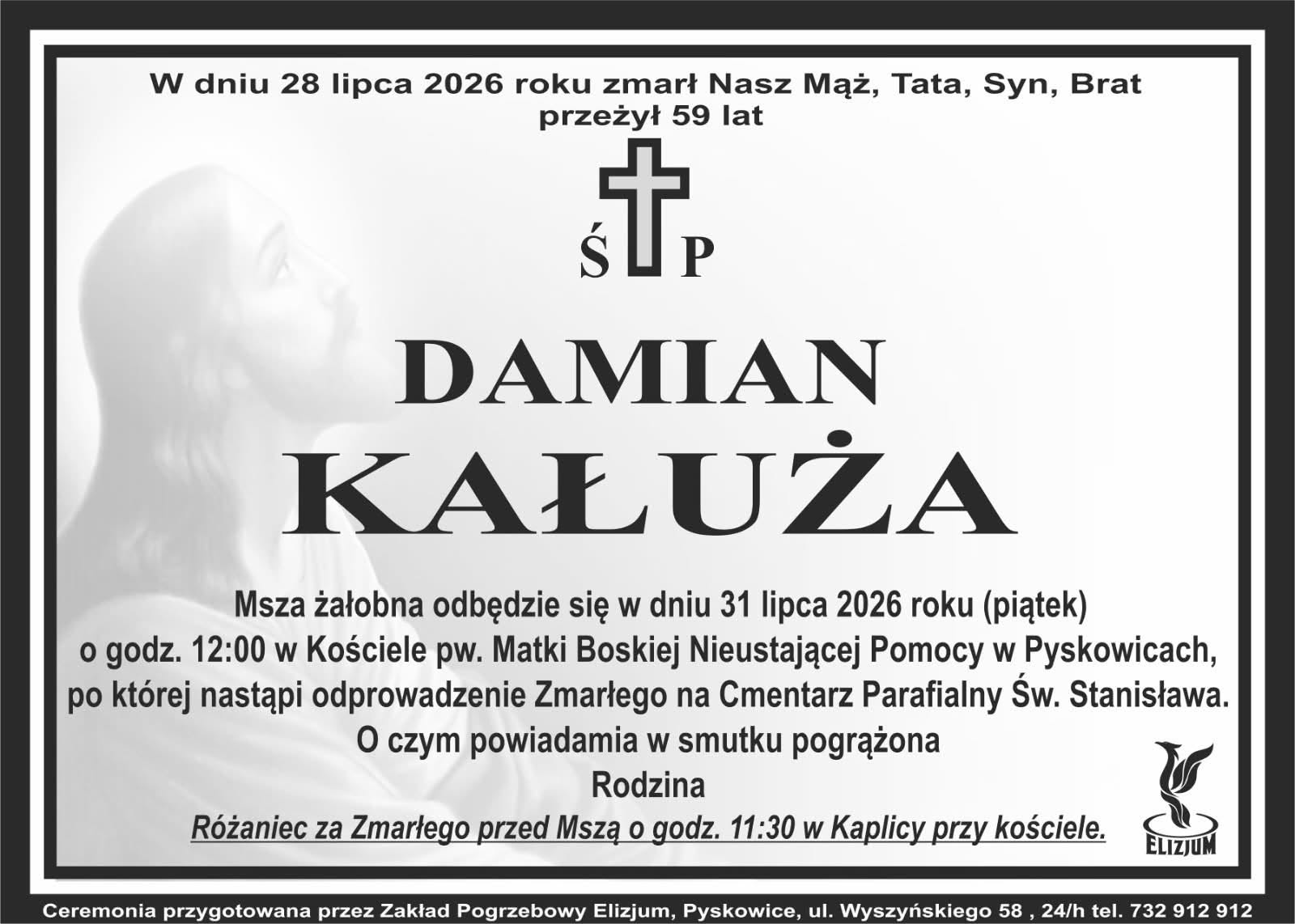 Nekrolog ŚP. Damian Kałuża