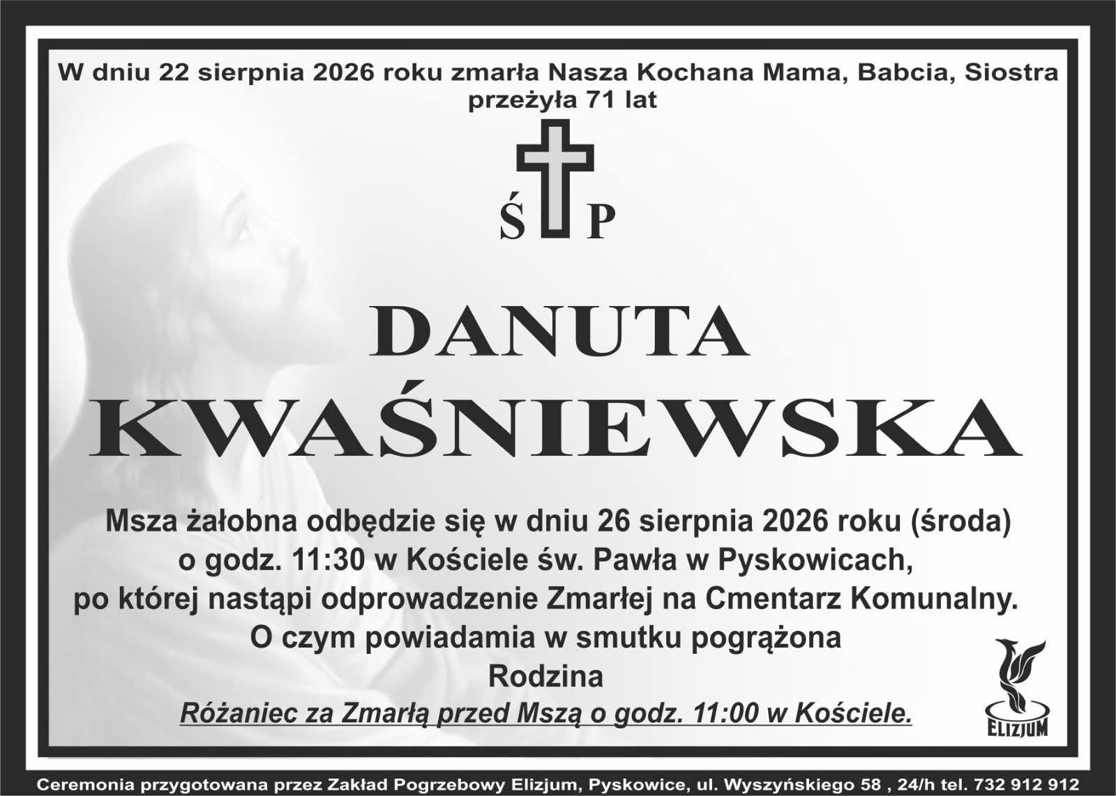 Nekrolog ŚP. Danuta Kwaśniewska