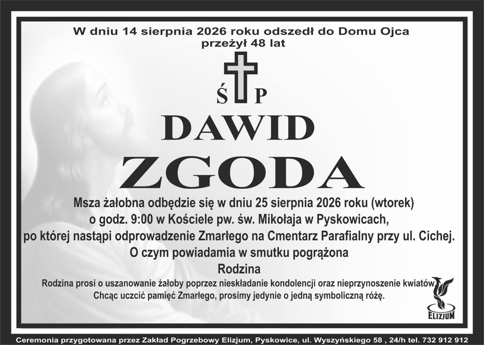 Nekrolog ŚP. Dawid Zgoda