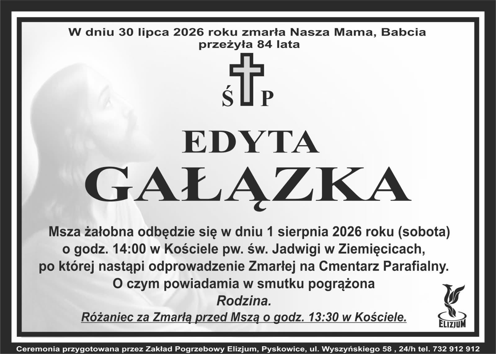 Nekrolog ŚP. Edyta Gałązka