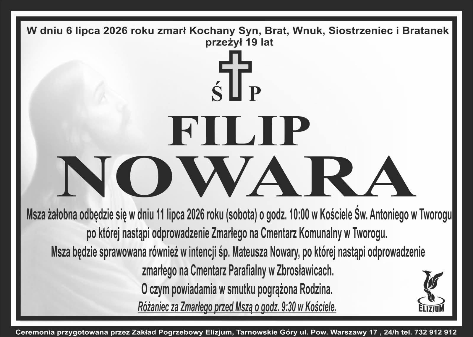 Nekrolog ŚP. Filip Nowara