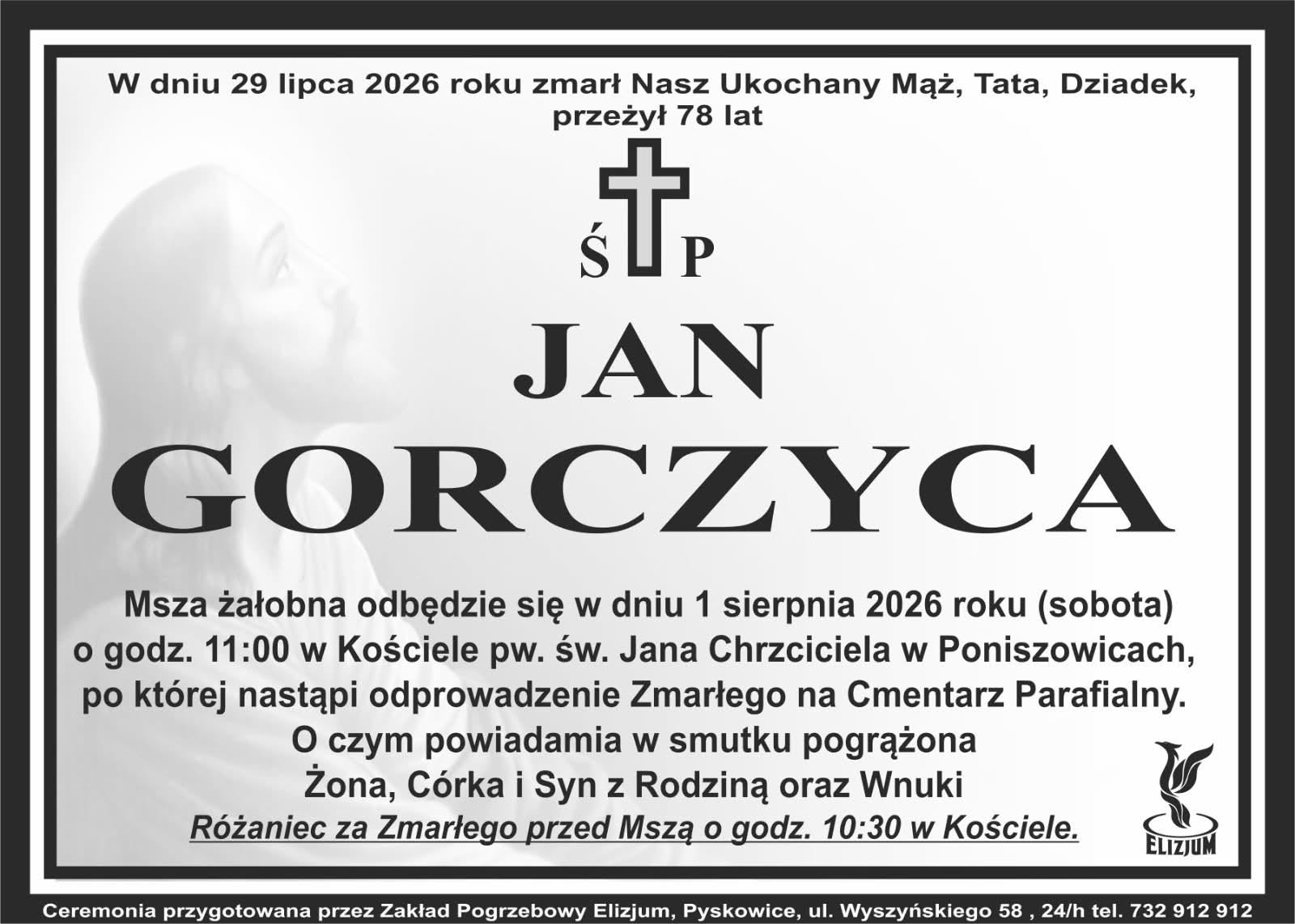 Nekrolog ŚP. Jan Gorczyca