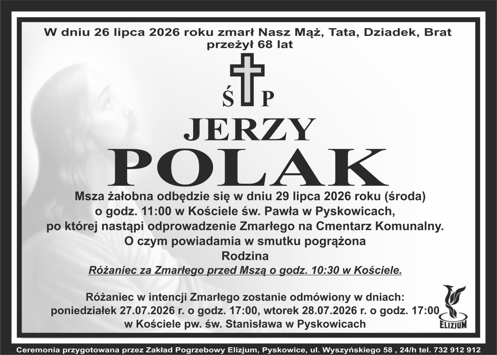 Nekrolog ŚP. Jerzy Polak