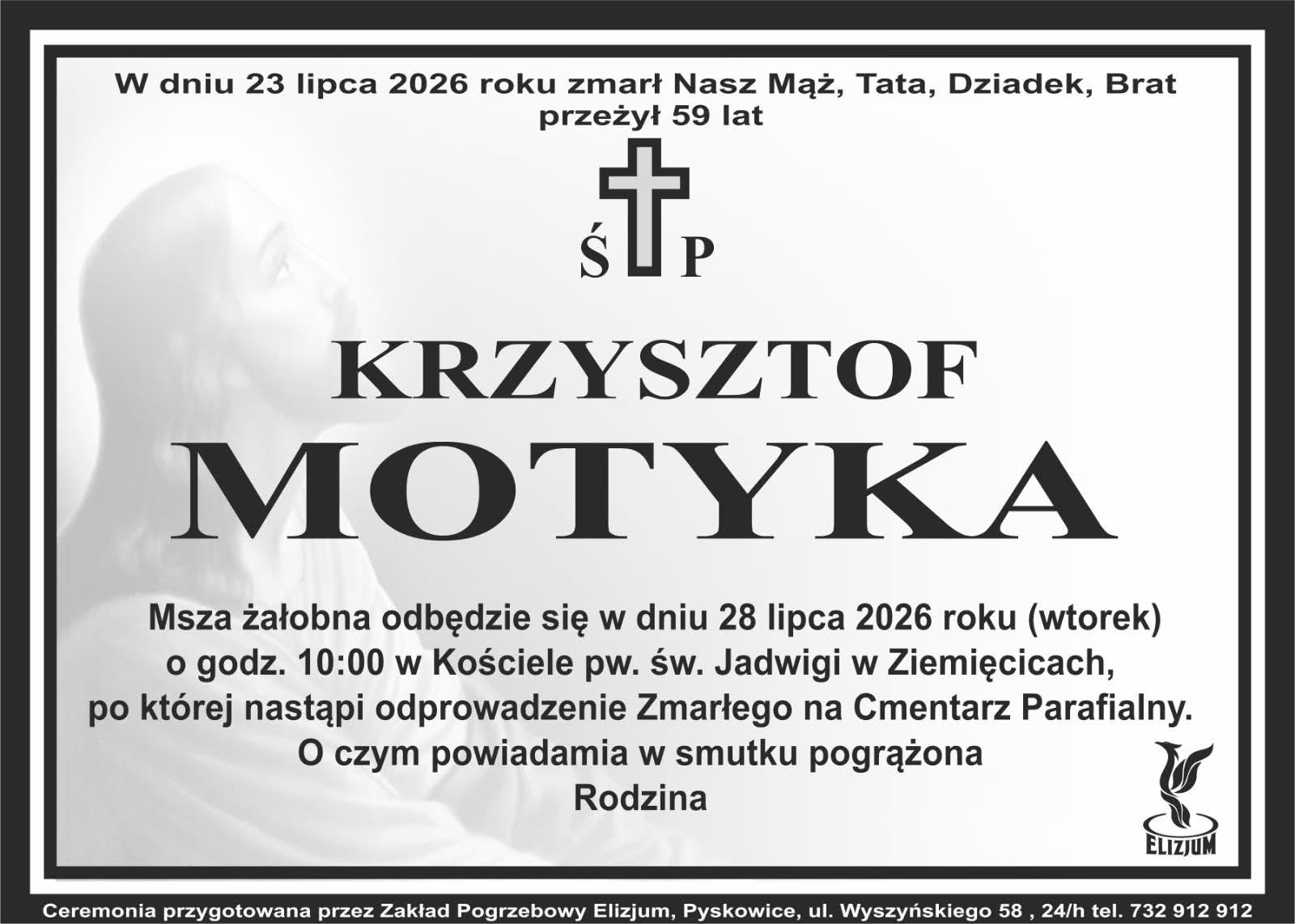 Nekrolog ŚP. Krzysztof Motyka