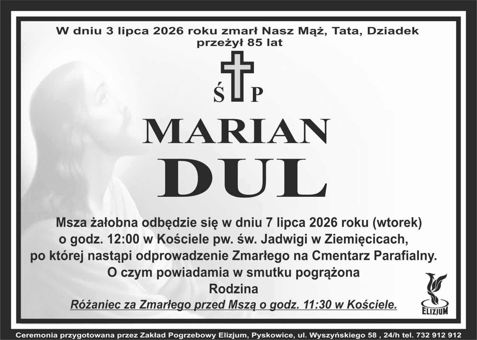 Nekrolog ŚP. Marian Dul