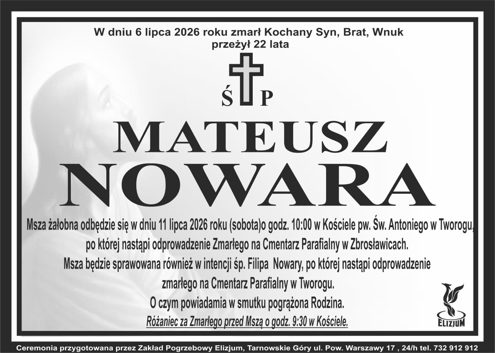Nekrolog ŚP. Mateusz Nowara