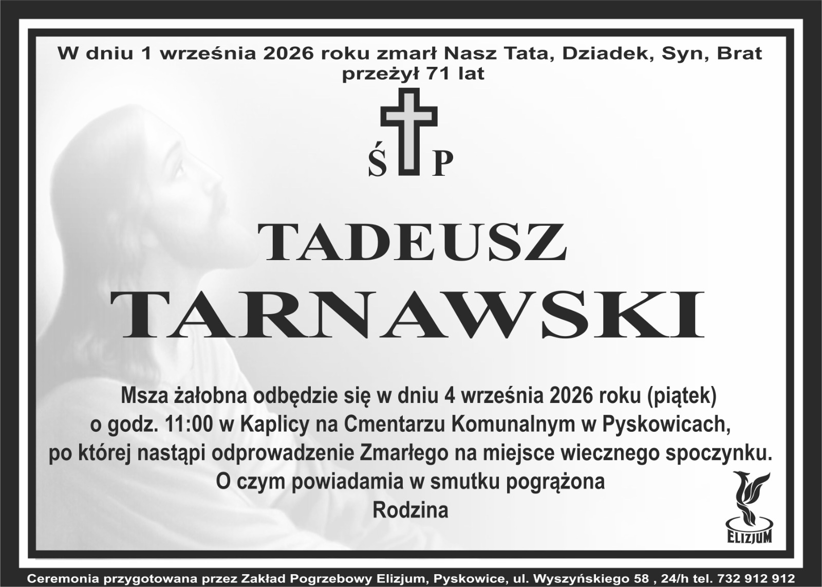 Nekrolog ŚP. Tadeusz Tarnawski