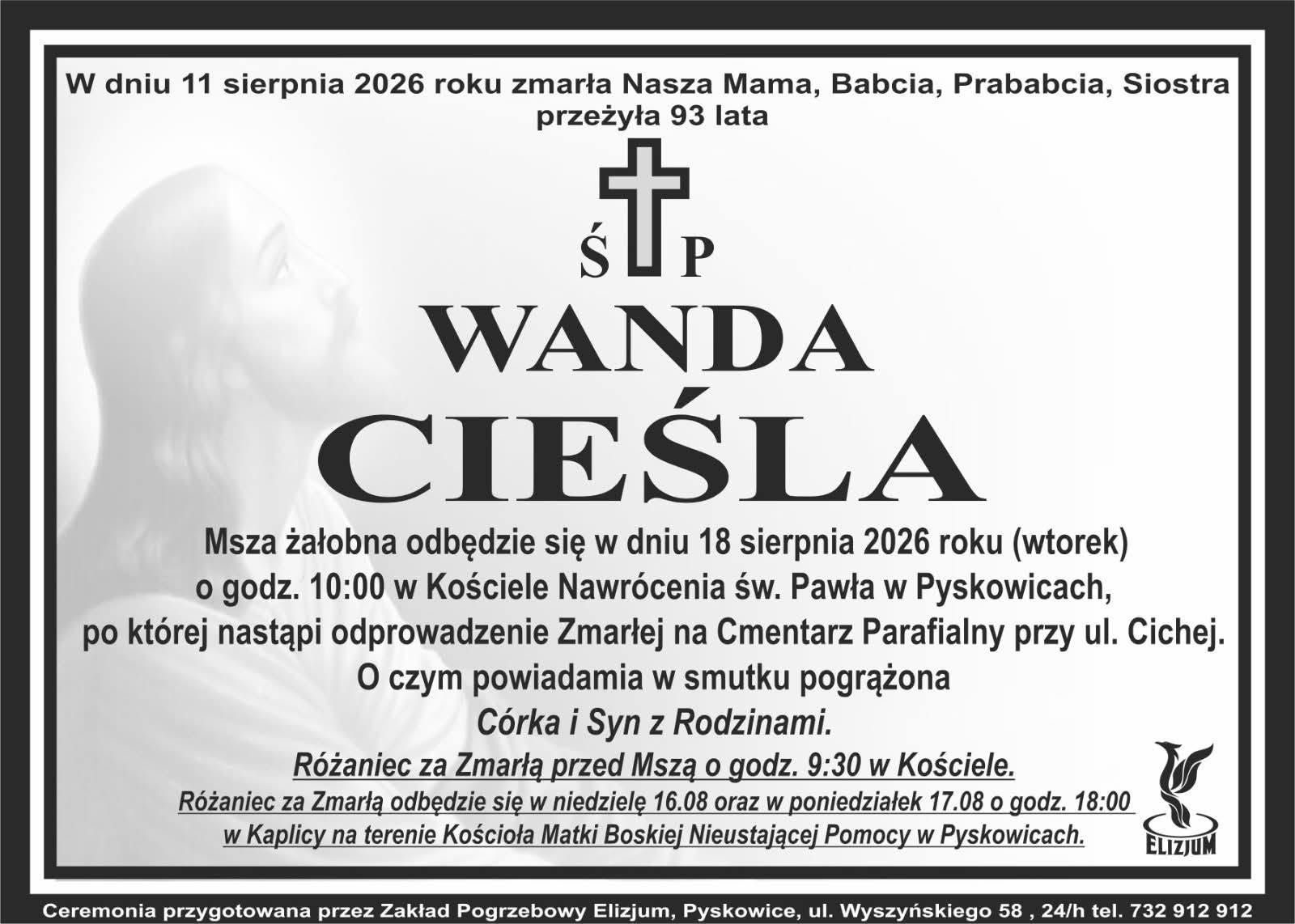 Nekrolog ŚP. Wanda Cieśla