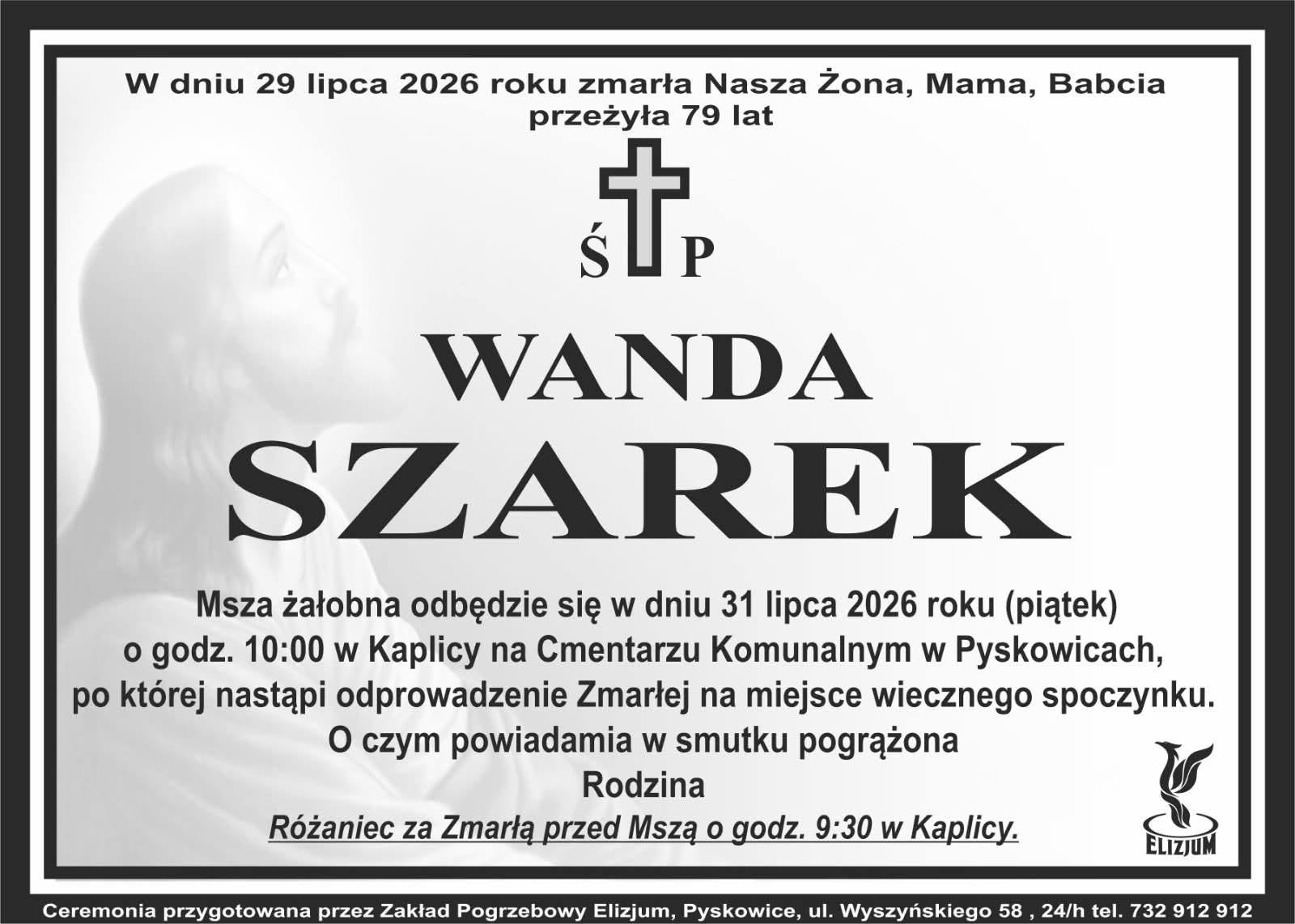 Nekrolog ŚP. Wanda Szarek