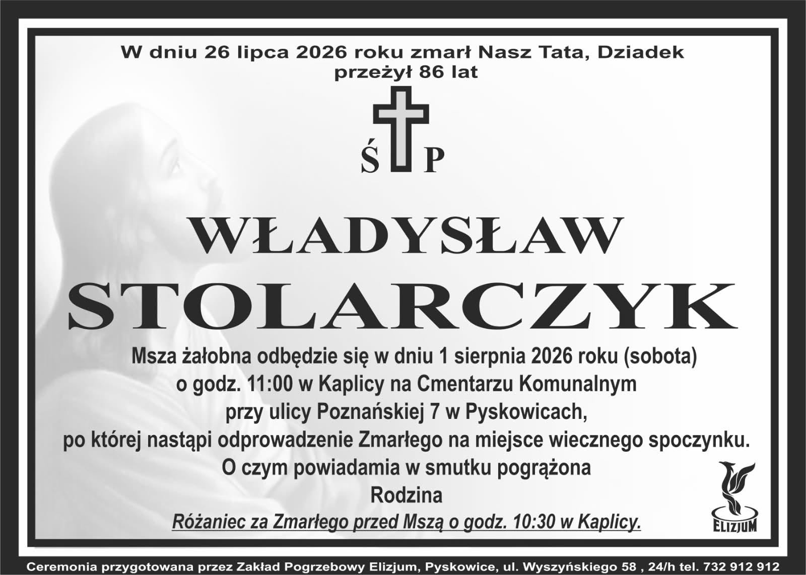 Nekrolog ŚP. Władysław Stolarczyk